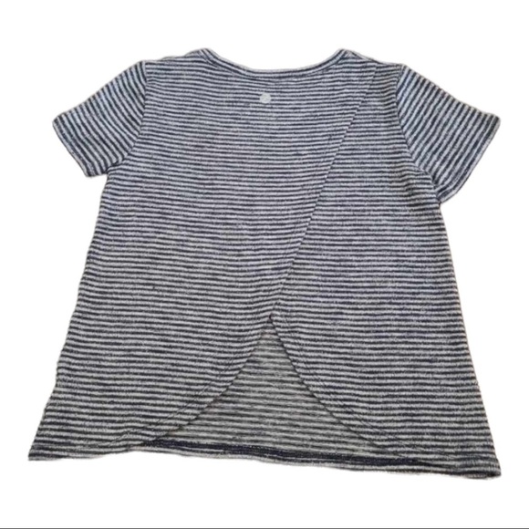 Z by Zella Girls Navy Blue Striped Knitted T-Shirt With Slit Back Size XL - Picture 2 of 2